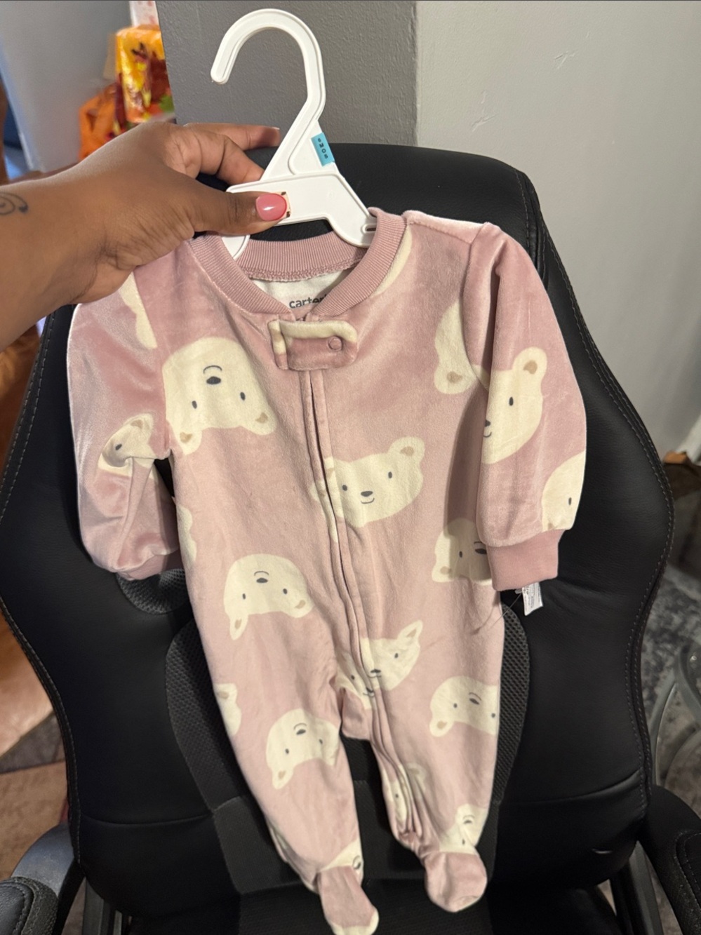 Carter's Blush Pink Bear-Print Footed One-Piece